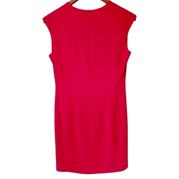 VTG Vintage 80s 90s Burns Red V-Neck Sleeveless Fitted Sheath Power Dress Sz 6 - Picture 10 of 12